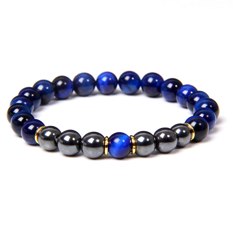 Black gallstone and tiger eye energy bracelet for men—bold style and balanced strength.