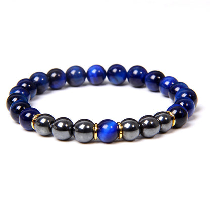 Black gallstone and tiger eye energy bracelet for men—bold style and balanced strength.