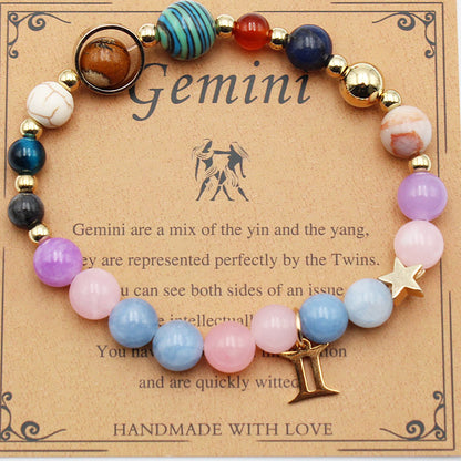 Eight Planets 12 Constellation Bracelet – Morgan Stone Beaded Zodiac Astrology Jewelry Gift