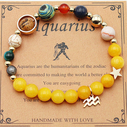 Eight Planets 12 Constellation Bracelet – Morgan Stone Beaded Zodiac Astrology Jewelry Gift