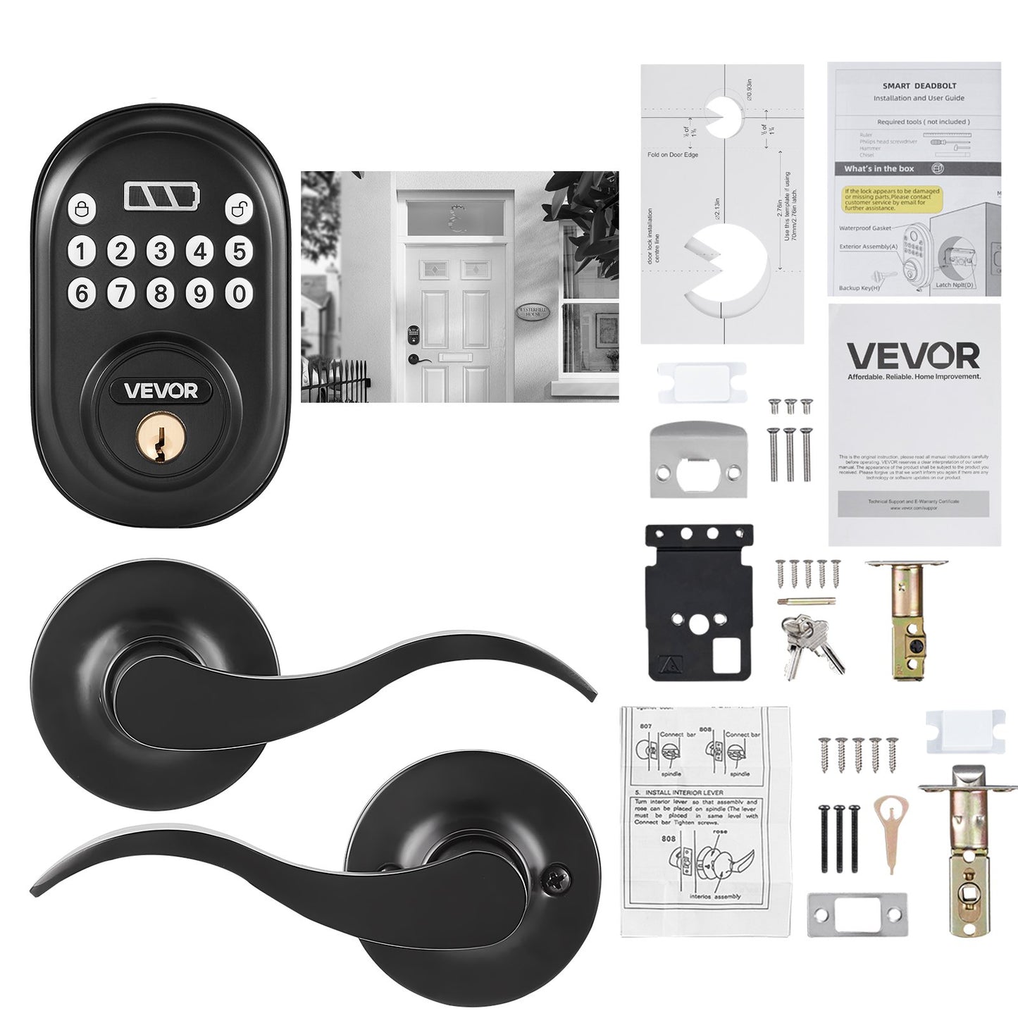 Keyless Entry Door Lock With Handle Electronic Door Lock Password And Key