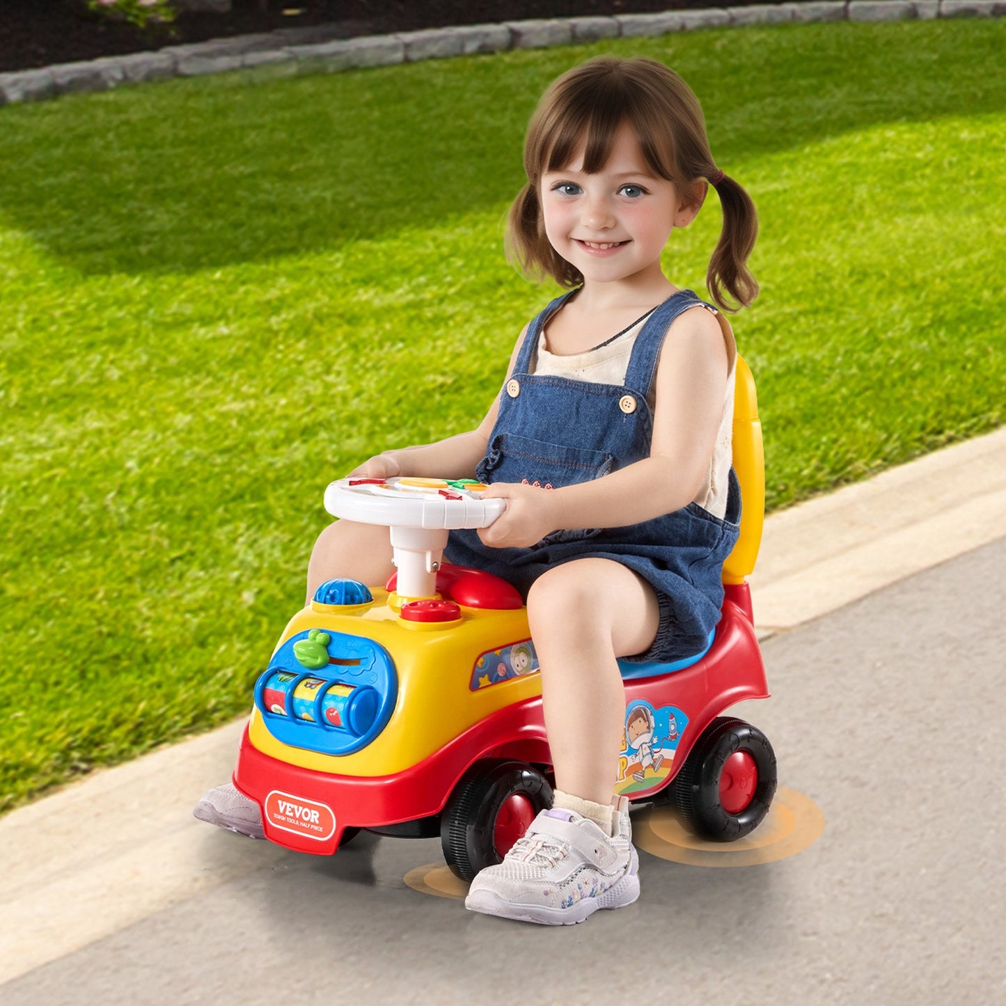 Push Car For Toddlers, Ages 1-4, Ride Racer, Sit To Stand Toddler Ride On Toy, Classic Kids Ride On Car With Music Steering Wheel, Horn & Seat Storage