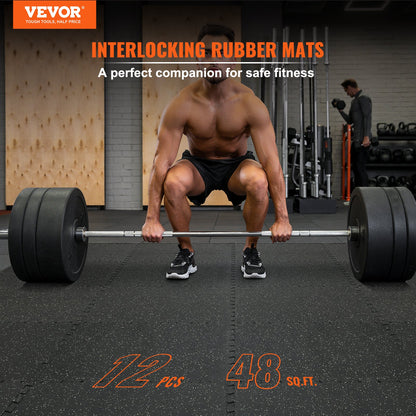 EVA Interlocking Foam Mats, 0.56 In Thickened 12 Puzzle Rubber Tiles, 24 X 24 Floor Mat Workout & Fitness, Heavy Duty For Home, Gym, Office-48 Sq Ft