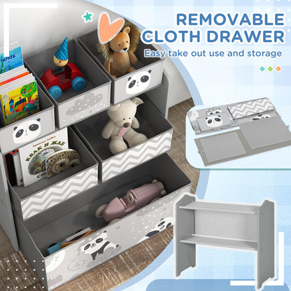 Kids Toy Organizer with 6 Storage Bins, 25" x 12" x 26", Gray