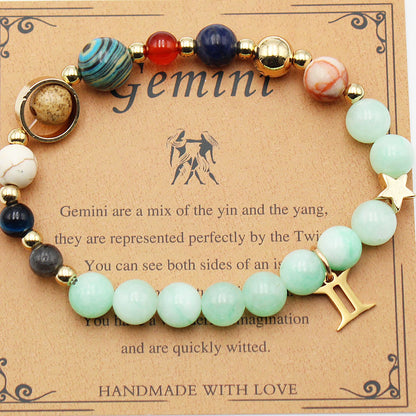 Eight Planets 12 Constellation Bracelet – Morgan Stone Beaded Zodiac Astrology Jewelry Gift