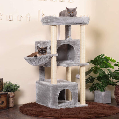 Ultimate Multi-Level Cat Tree Condo - Spacious Tower with Sisal Scratching Posts & Cozy Plush Perches for Large Cats