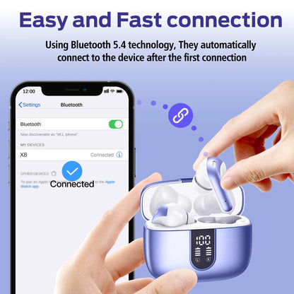 VEATOOL True Wireless Bluetooth Earbuds - 65H Playback, IPX7 Waterproof, Wireless Charging Case, In-Ear with Mic for TV, Smartphone, Computer & Laptop