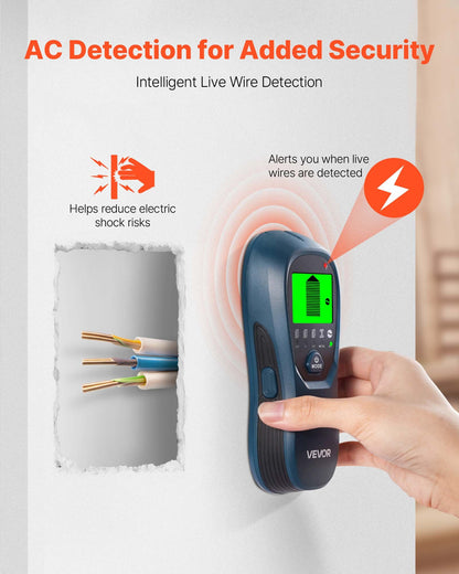 Stud Finder Wall Scanner, 5 In 1, Electronic Wall Stud Detector With Smart Sensor, High-Definition LCD Display And Audio Alarm, For The Center & Edge