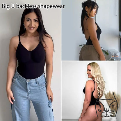 One-piece seamless backless shapewear that smooths your tummy and stays invisible under outfits.