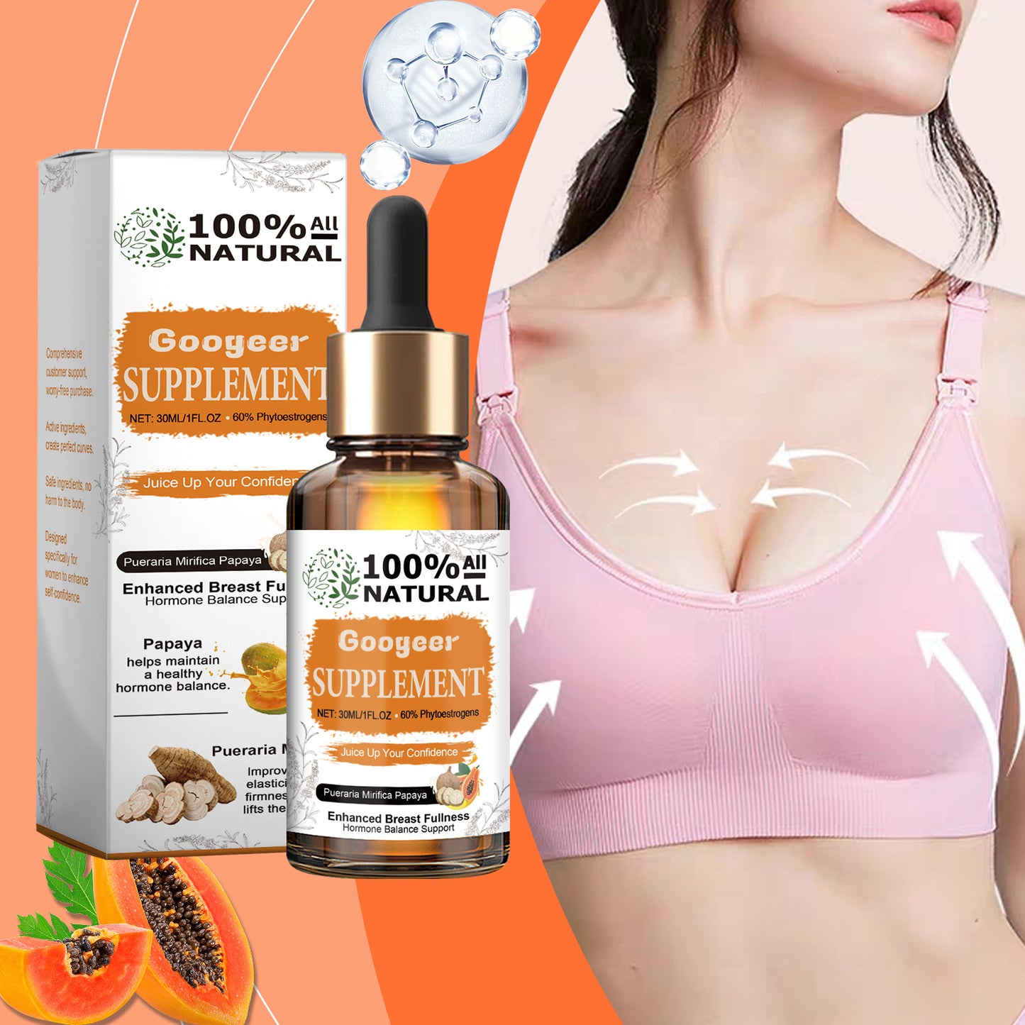 Papaya Supplement Capsules Digestive Enzymes Support Gut Health Detox