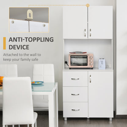 Freestanding Kitchen Buffet with Hutch Storage Organizer with 2 Door Cabinets