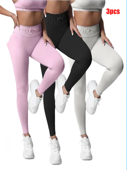 3-pack workout leggings for sports, yoga and fitness—stretchy, supportive, and versatile.