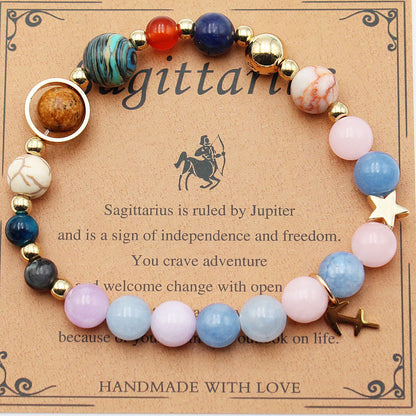 Eight Planets 12 Constellation Bracelet – Morgan Stone Beaded Zodiac Astrology Jewelry Gift
