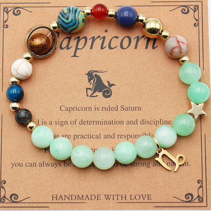Eight Planets 12 Constellation Bracelet – Morgan Stone Beaded Zodiac Astrology Jewelry Gift
