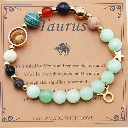 Eight Planets 12 Constellation Bracelet – Morgan Stone Beaded Zodiac Astrology Jewelry Gift