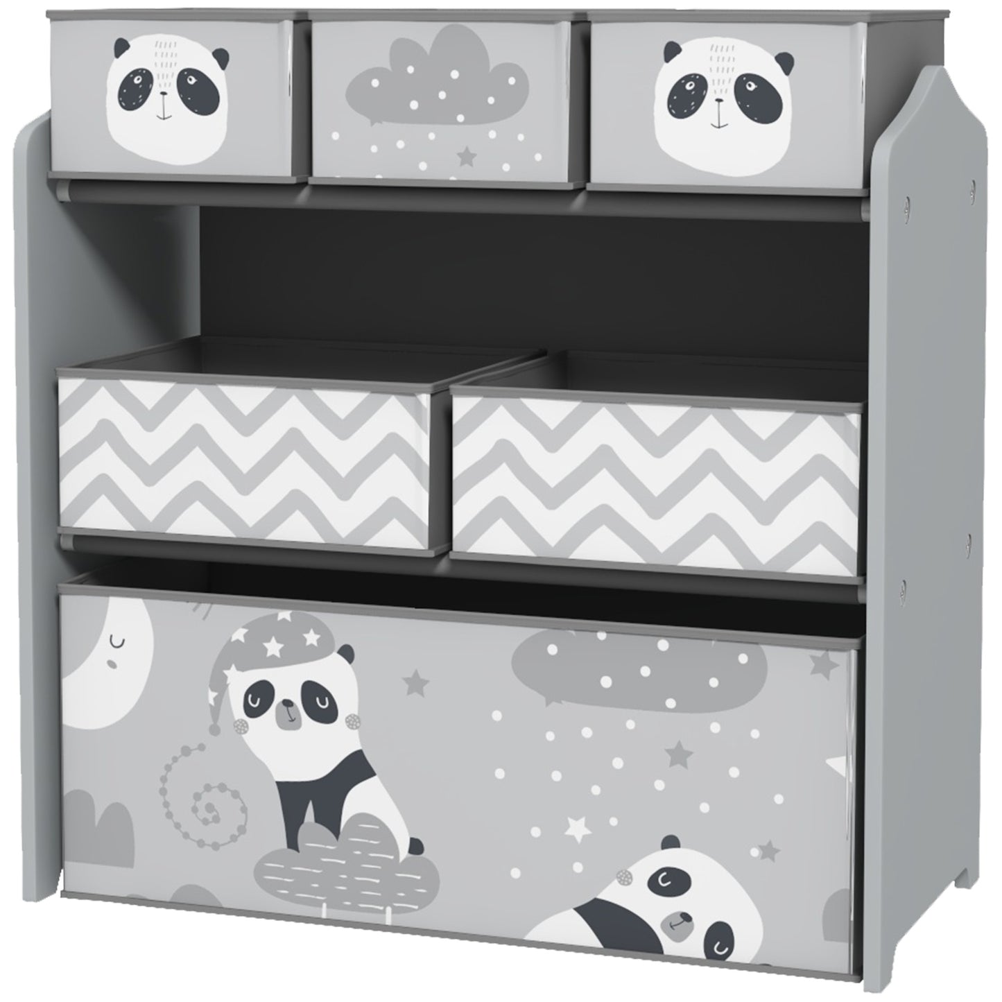Kids Toy Organizer with 6 Storage Bins, 25" x 12" x 26", Gray