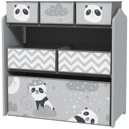 Kids Toy Organizer with 6 Storage Bins, 25" x 12" x 26", Gray