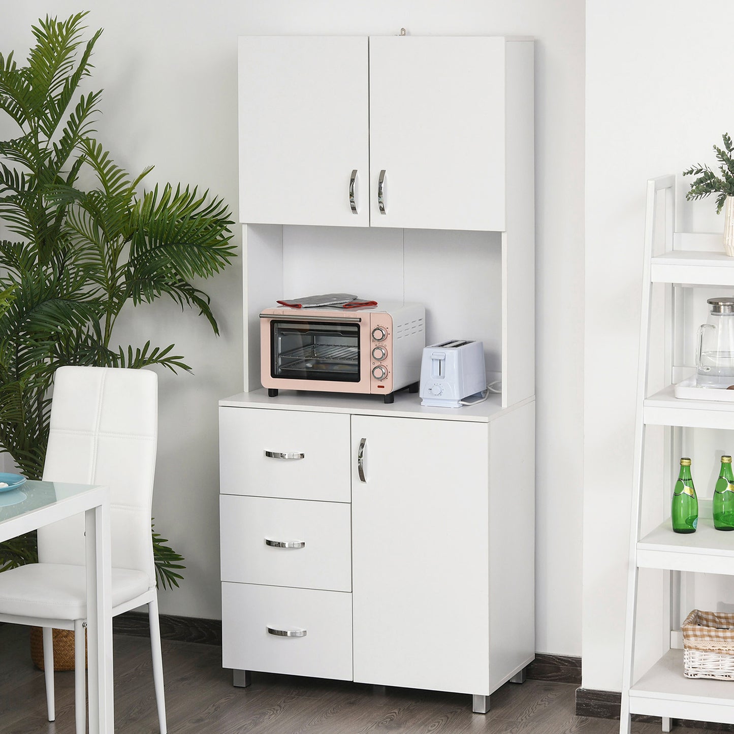 Freestanding Kitchen Buffet with Hutch Storage Organizer with 2 Door Cabinets